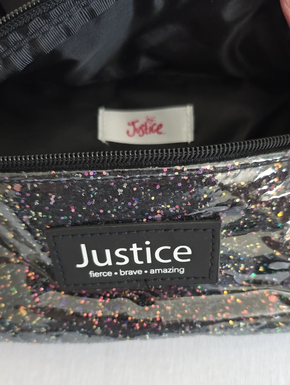 Justice Girls Belt Bag Metallic Confetti Under Plastic Nylon Adjustable Strap
